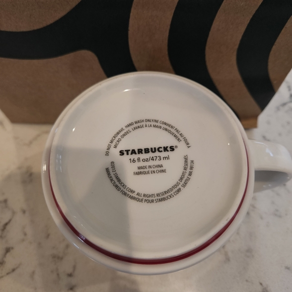 EUC 2012 White with Gold Logo Stackable 16 oz Starbucks Mug - Picture 3 of 3